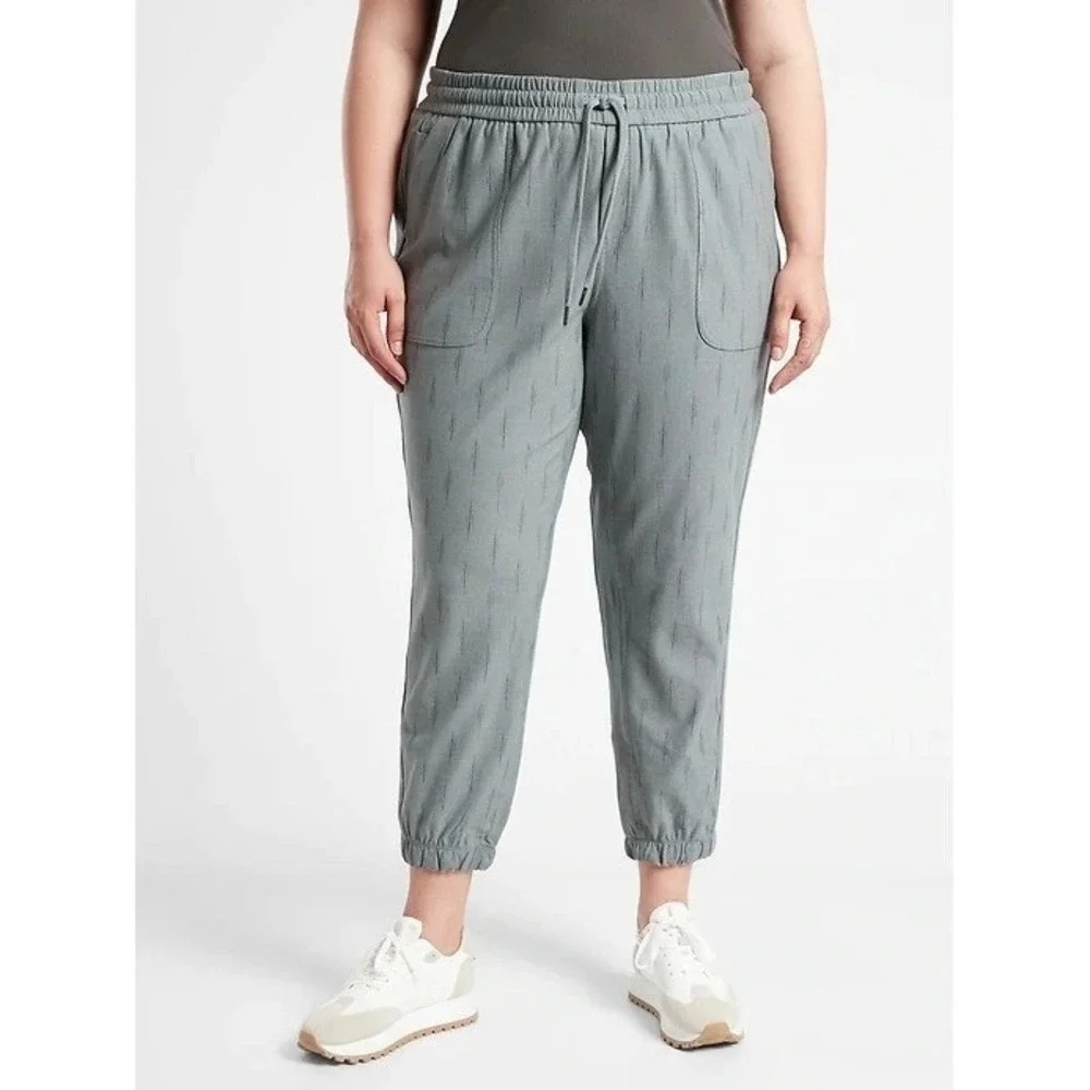 NWT Athleta Womens 26 Farallon‎ Printed Jogger Pants Gray Dot Print Plus Stretch